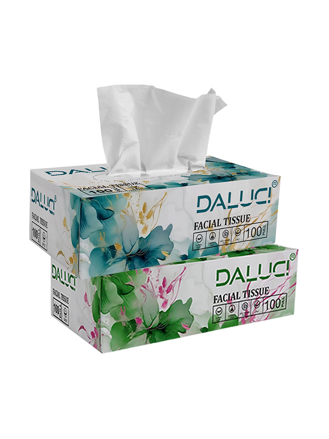 DALUCI 2Pcs 2-Ply Facial Tissue Box - 100 Pulls each