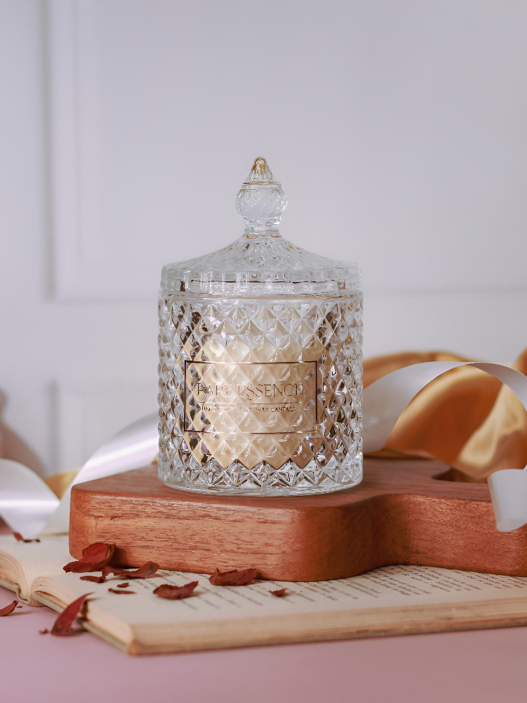 RARE ESSENCE DIAMOND Scented 2 Wick Scented Solid Geometric Regular Jar Candles