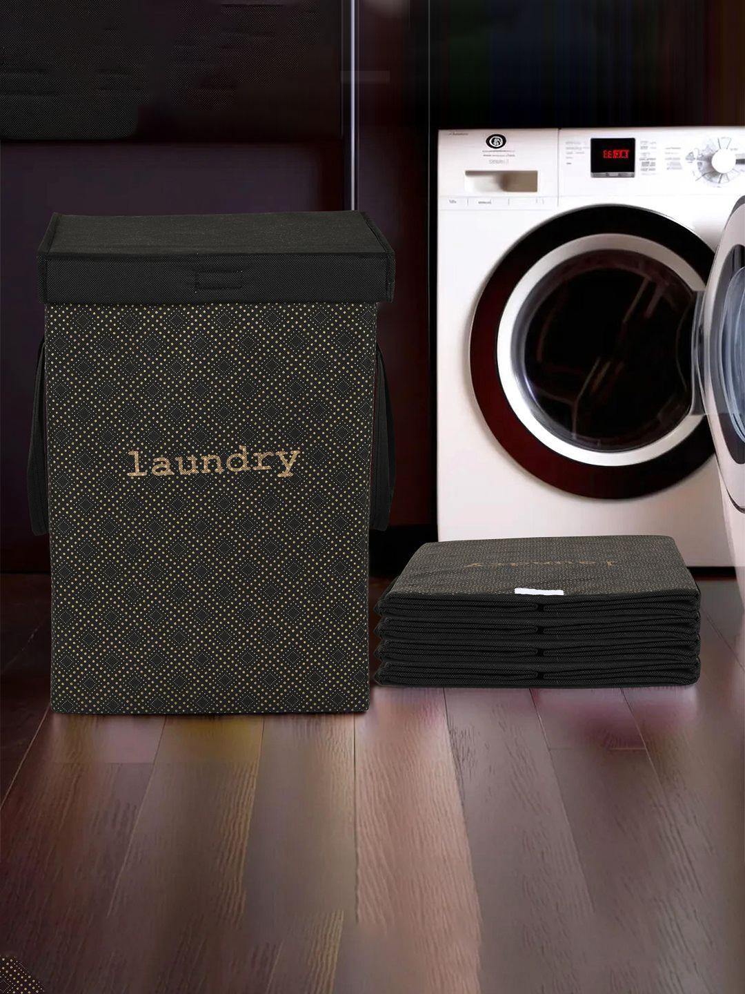 Kuber Industries 5 Pcs Printed Foldable Laundry Baskets With  Lid & Handles-75-L
