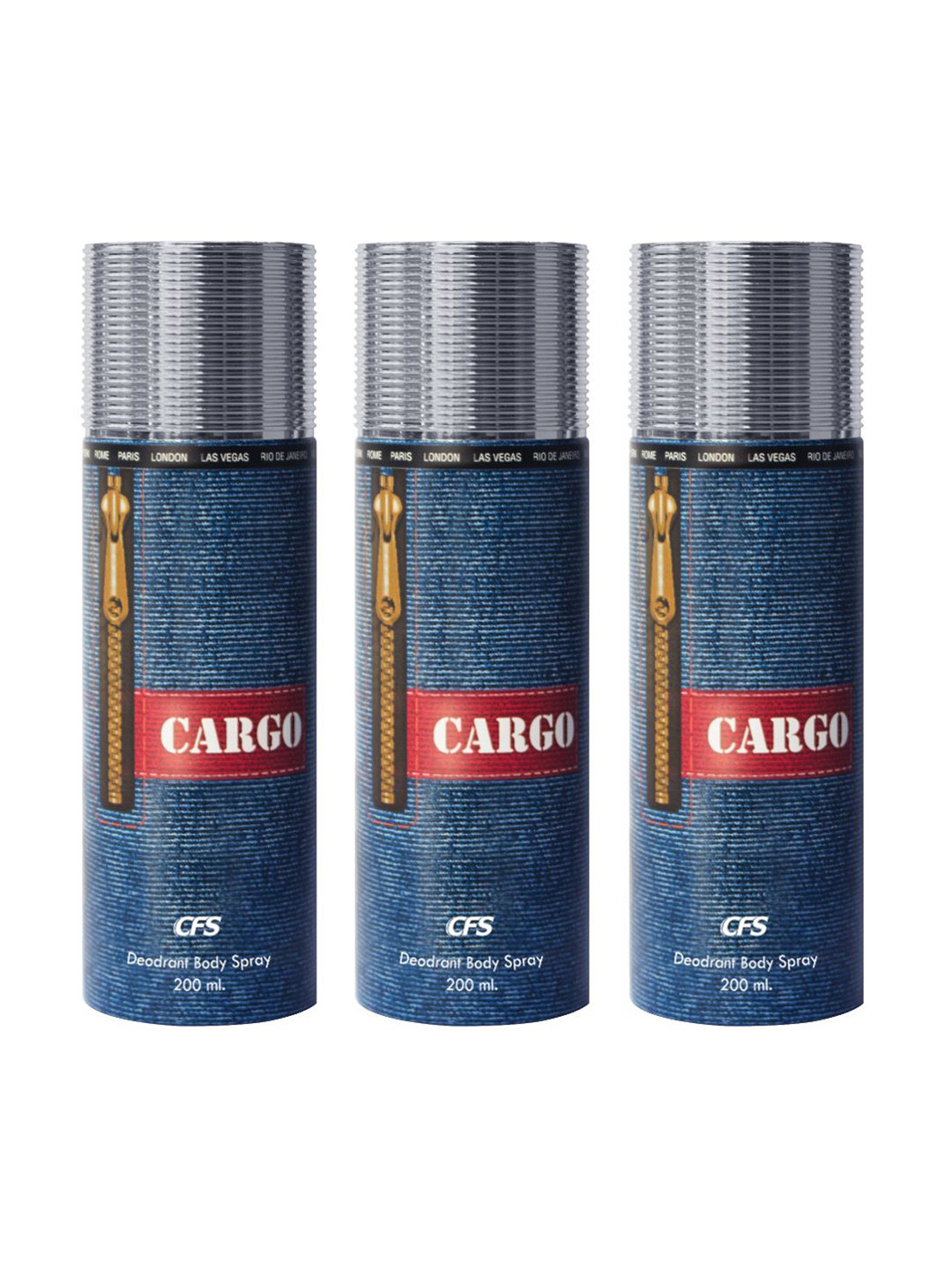 CFS Set Of 3 Cargo Long Lasting Deodorant Body Spray - 200ml Each