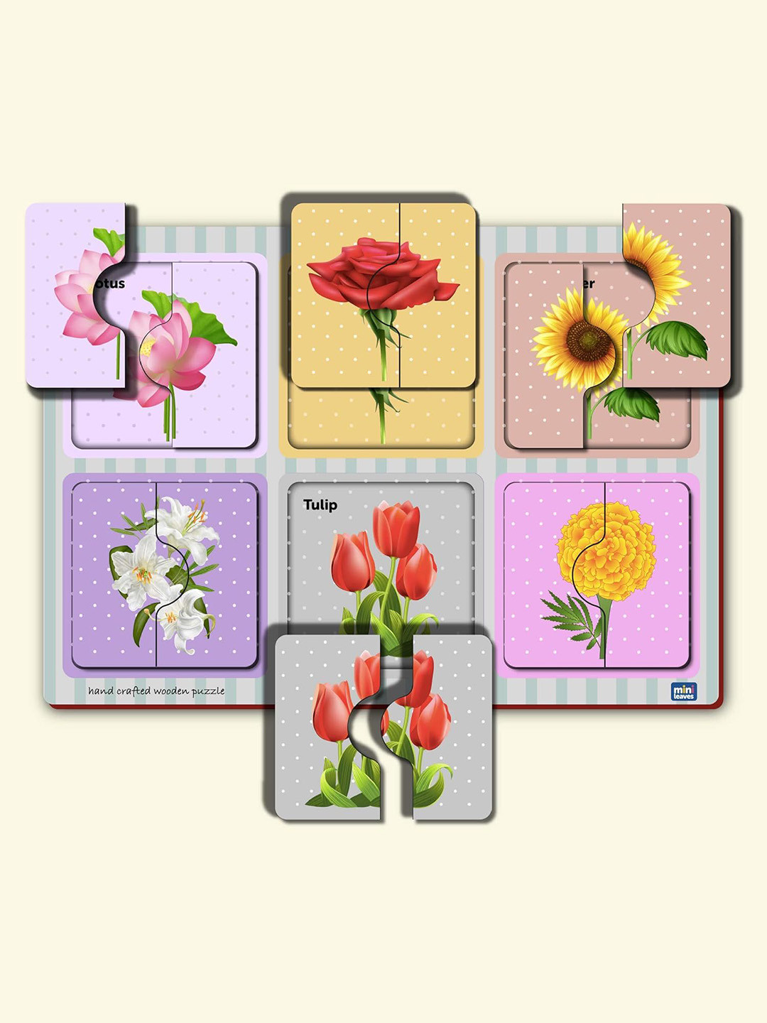 Mini Leaves Mini Leaves Beginner 2-Piece Wooden Flower Puzzle