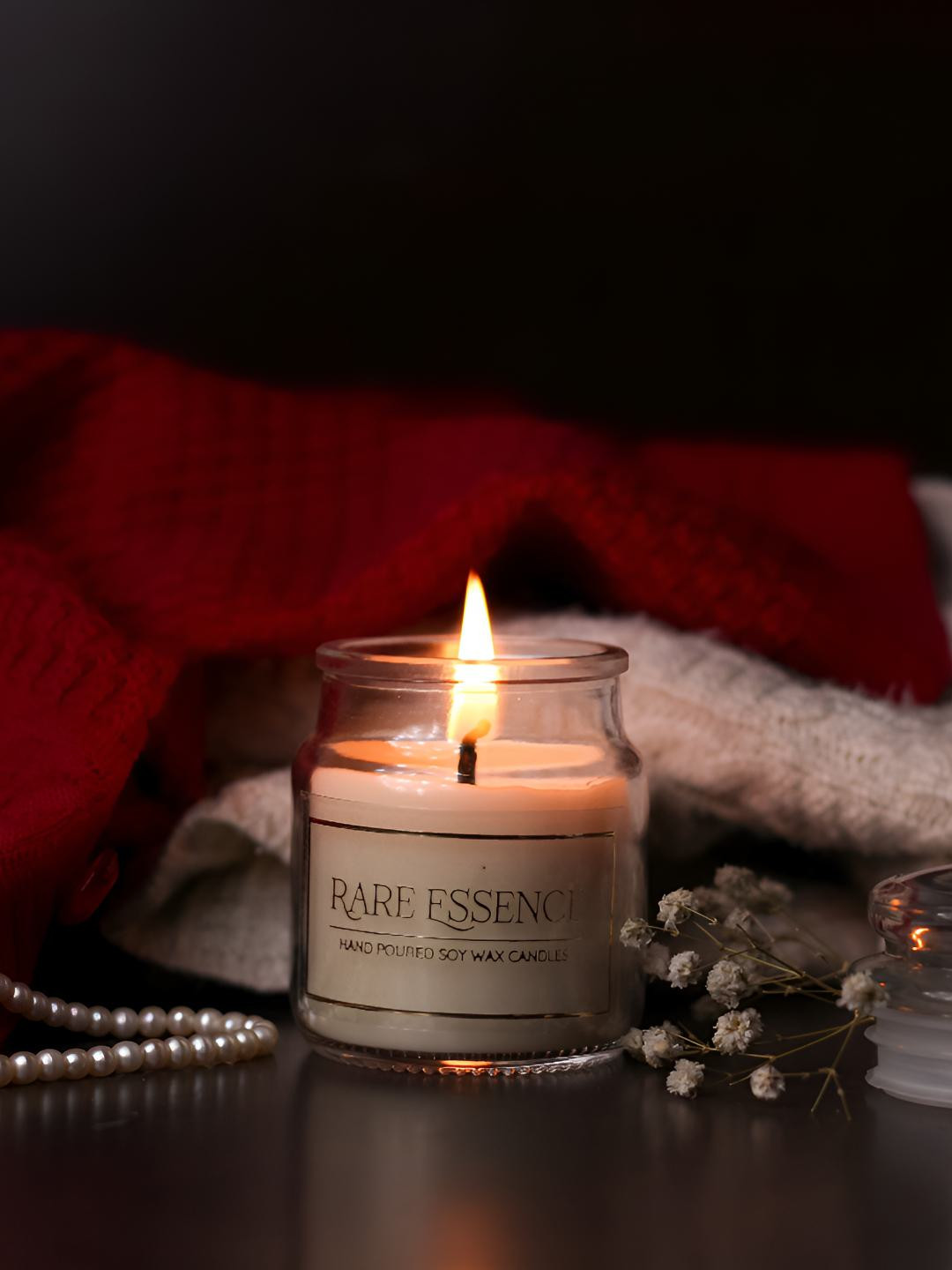 RARE ESSENCE Scented 1 Wick Scented Solid Geometric Regular Jar Candles