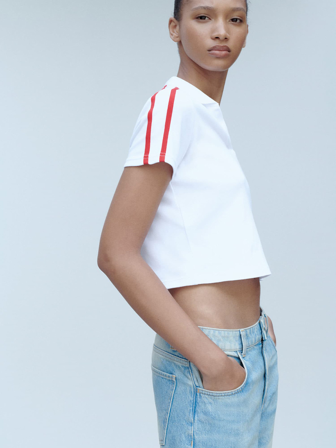 MANGO Contrast Stripe Pure Cotton Polo T-shirt