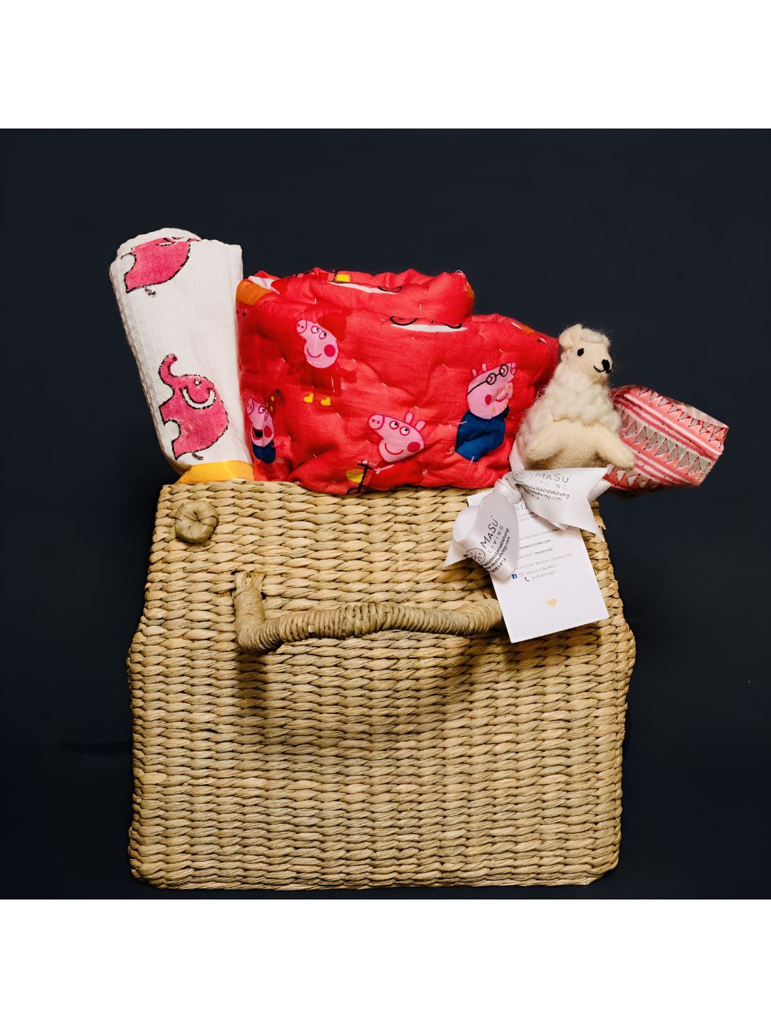 MASU LIVING Pink & White Printed Cotton Aloka Baby Hamper