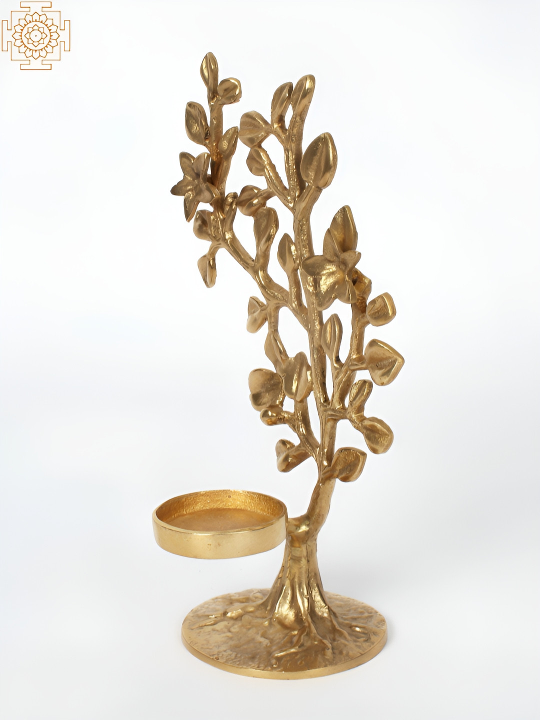 Exotic India Brass Designer Tree Shaped Candle Holder With Base