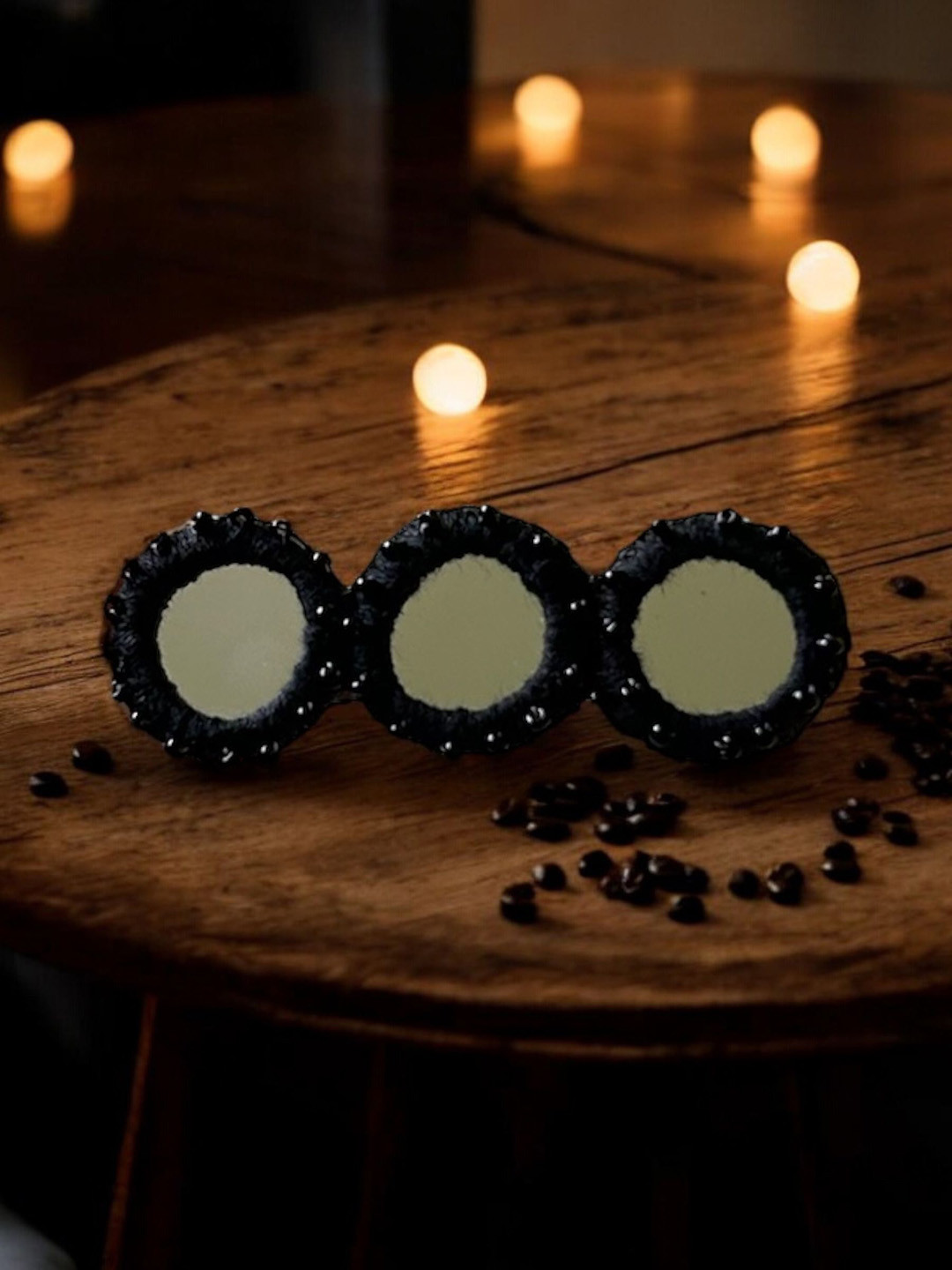 JEWELWATI Beaded Mirror Adjustable Finger Ring