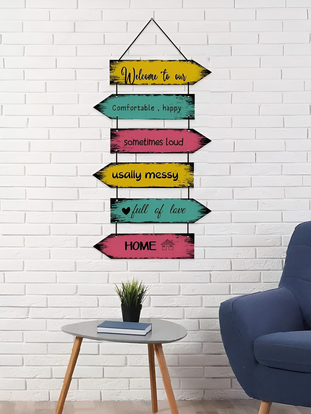 Home Delight Welcome to Our Wood Matte Hall Wall Hangings-12.2In