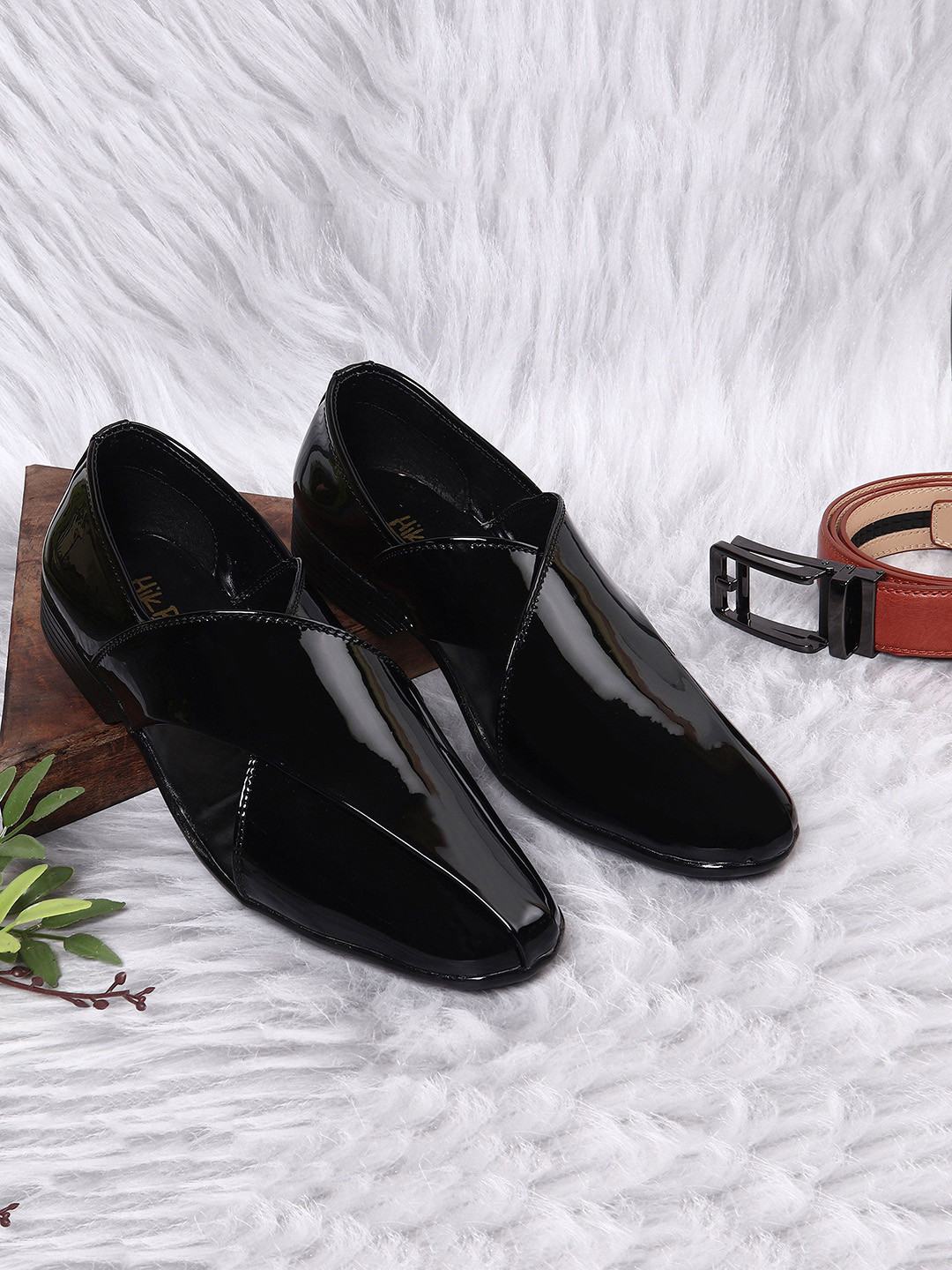 HikBi Men Patent Leather peshawari sandals