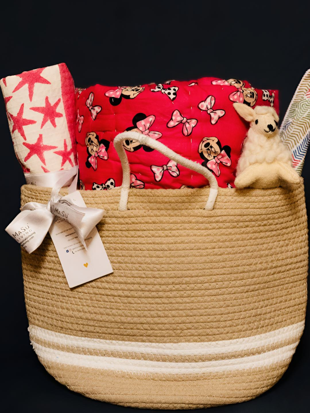 MASU LIVING Pink & White Printed Cotton Aloka Baby Hamper