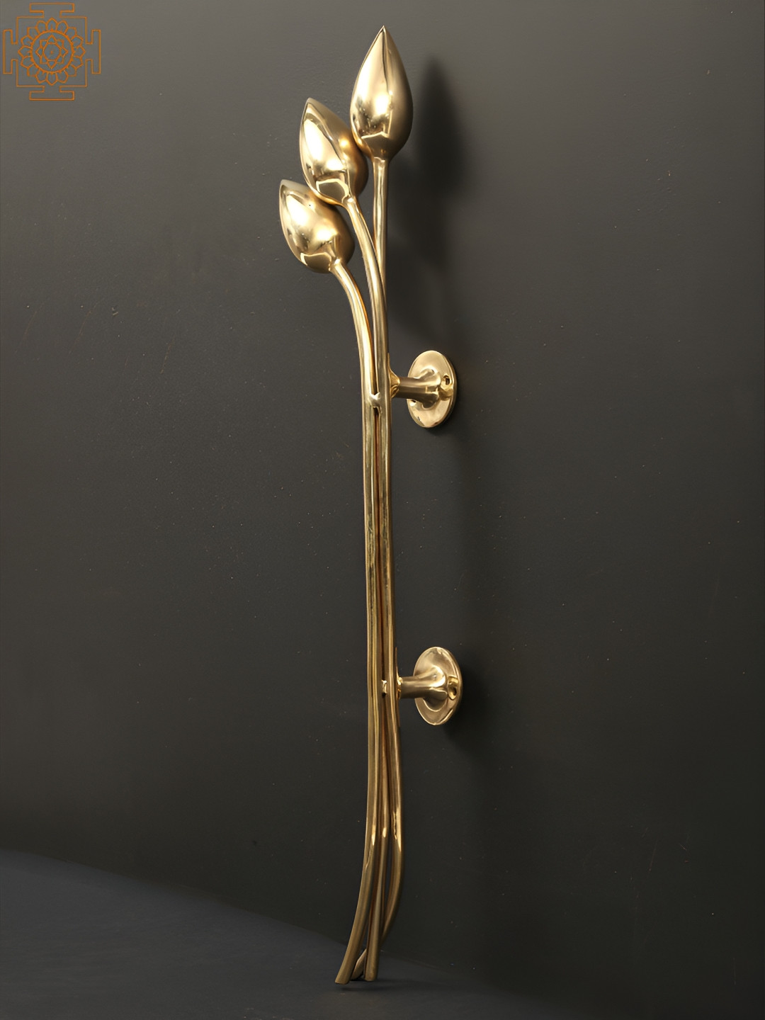 Exotic India Brass Flower Buds Designer Door Handle