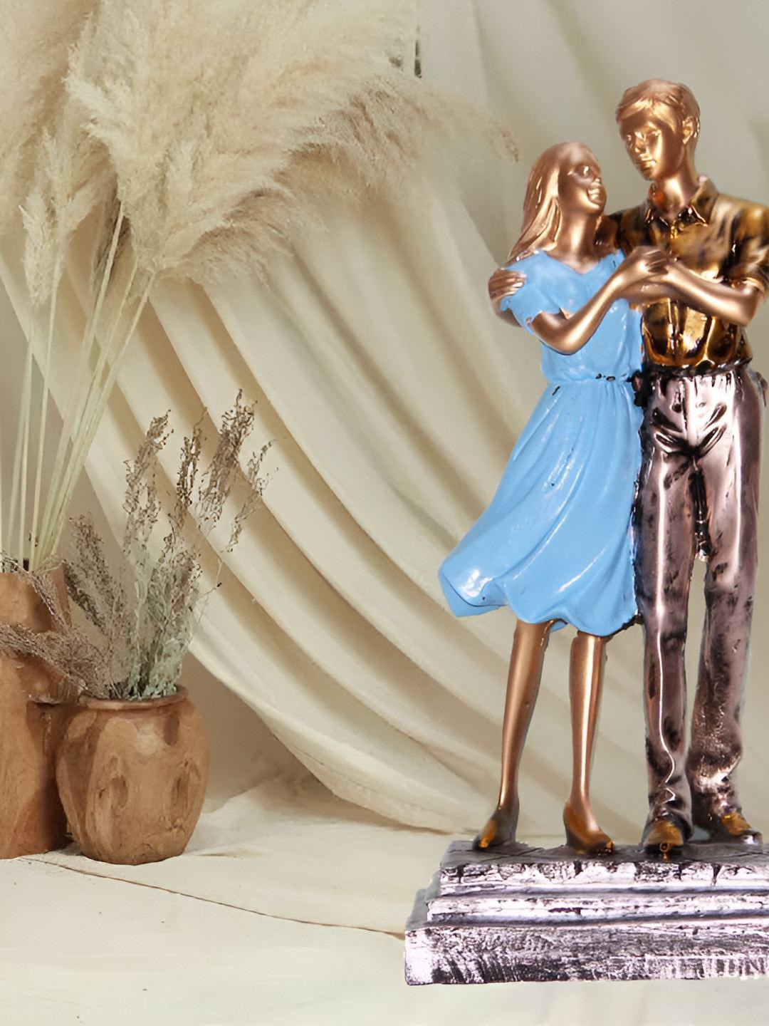 BECKON VENTURE Gold Polyresin Glossy Living Room Large Showpiece - 9.8 Inches