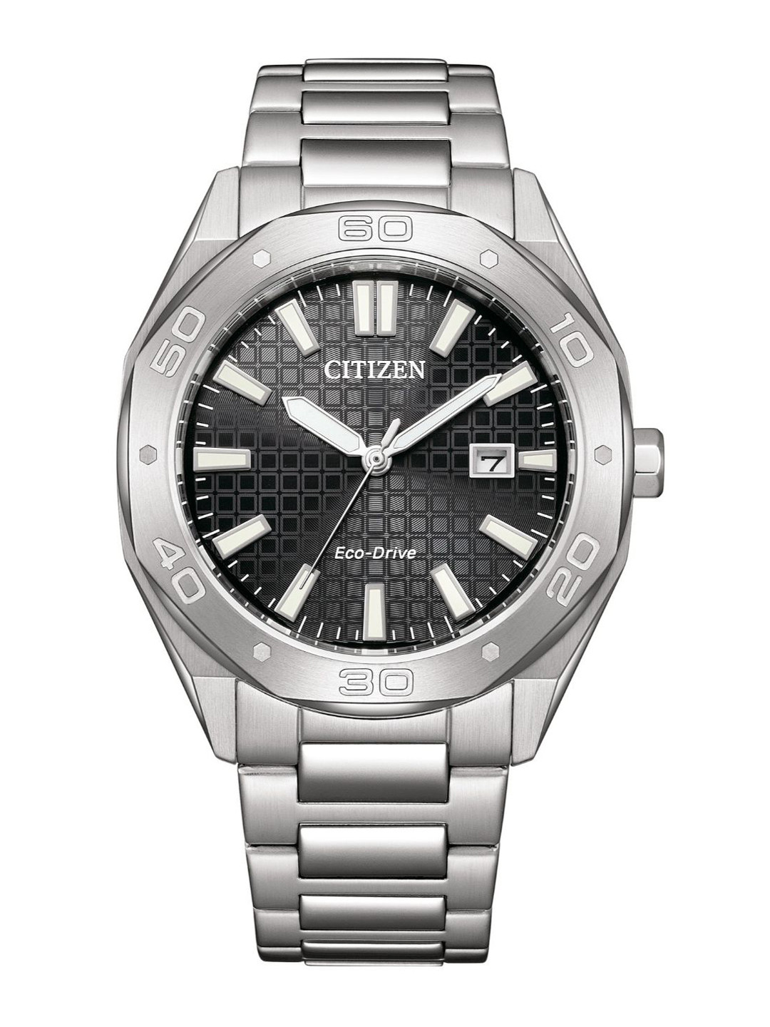 Citizen Men Embellished Dial & Stainless Steel Bracelet Style Straps Analogue Eco Drive Watch BM7630-80E
