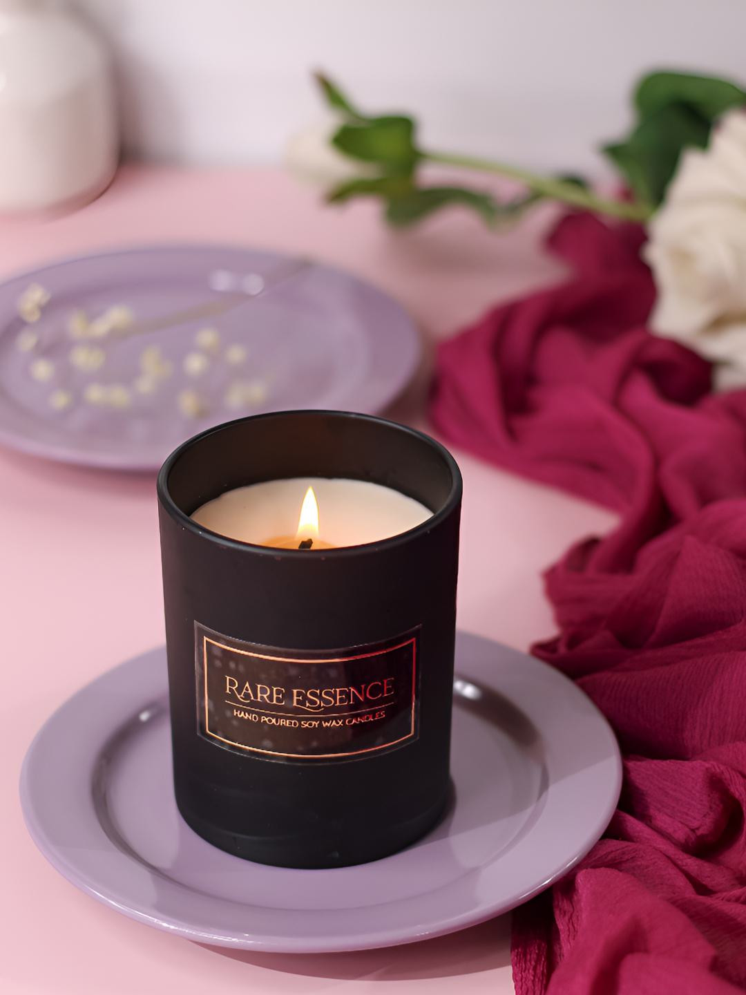 RARE ESSENCE FROSTED Scented 1 Wick Scented Solid Geometric Regular Jar Candles