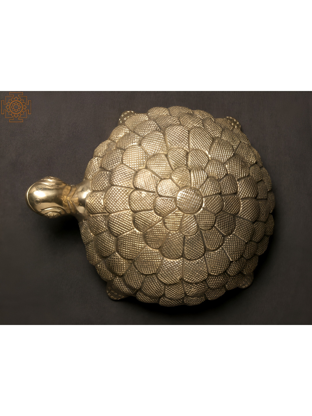 Exotic India Protective Spherical Shell Tortoise Gold Brass Metallic Living Room Medium Showpiece - 3.5 Inches