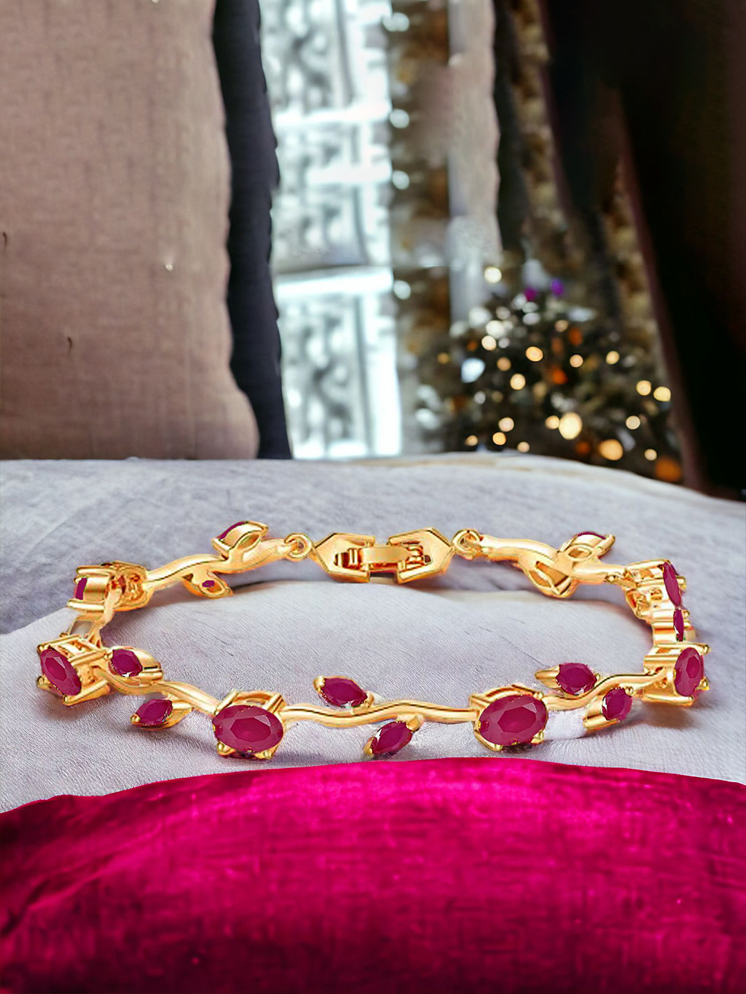Okos Kundan Gold-Plated Wraparound Bracelet