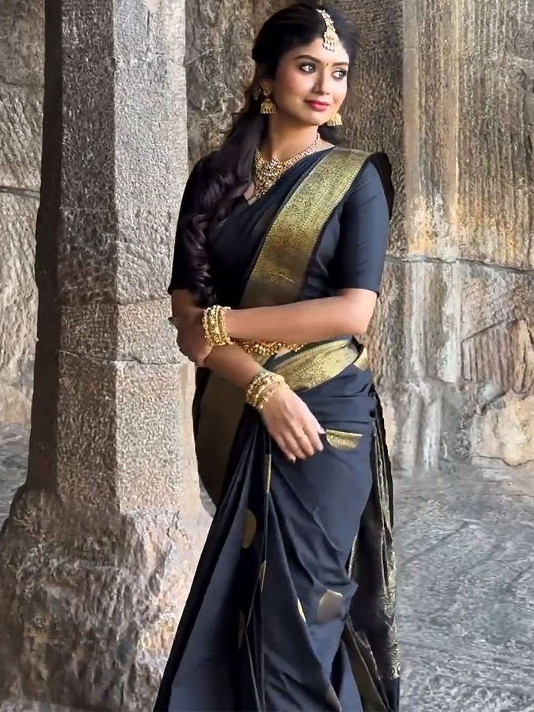 Anjaneya Sarees Woven Design Zari Silk Blend Banarasi Saree