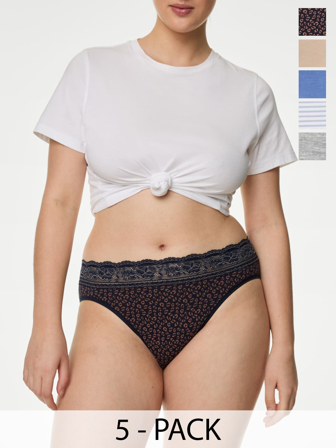 Marks & Spencer  Pack Of 5 Cotton Basic BriefsT615184LBLUE MIX