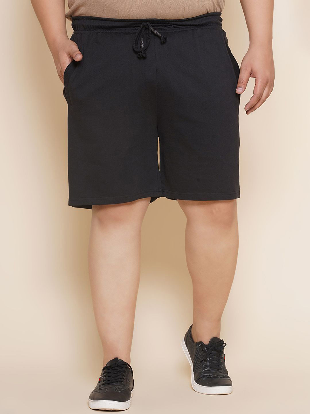 John Pride Plus Size Men Cotton Mid-Rise Knee Length Shorts