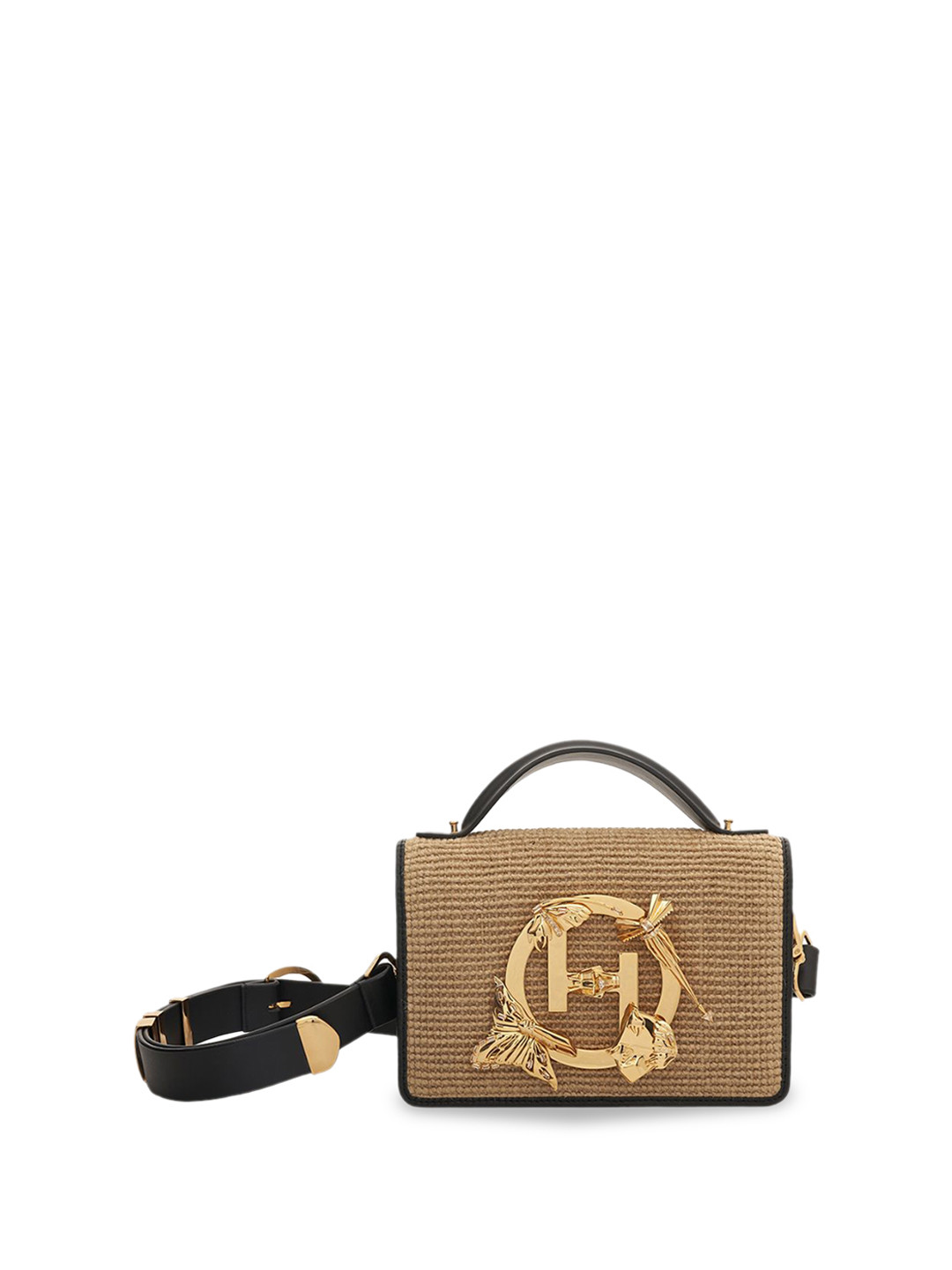 Outhouse Textured Leather Structured Satchel with Tasselled