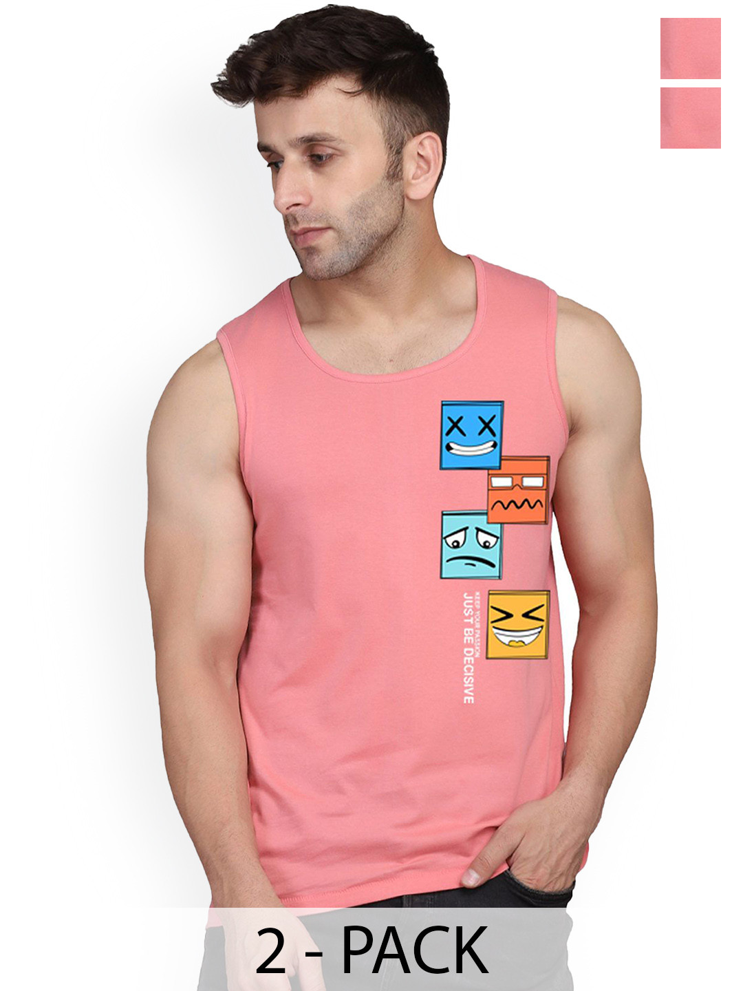 SLOWLORIS Pack Of 2 Men Printed Innerwear Gym Vests