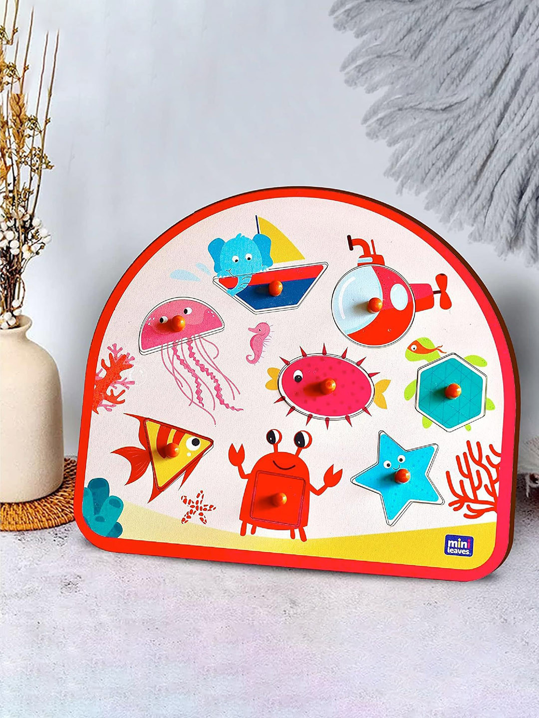 Mini Leaves Sea Treasures Wooden Knob Puzzle