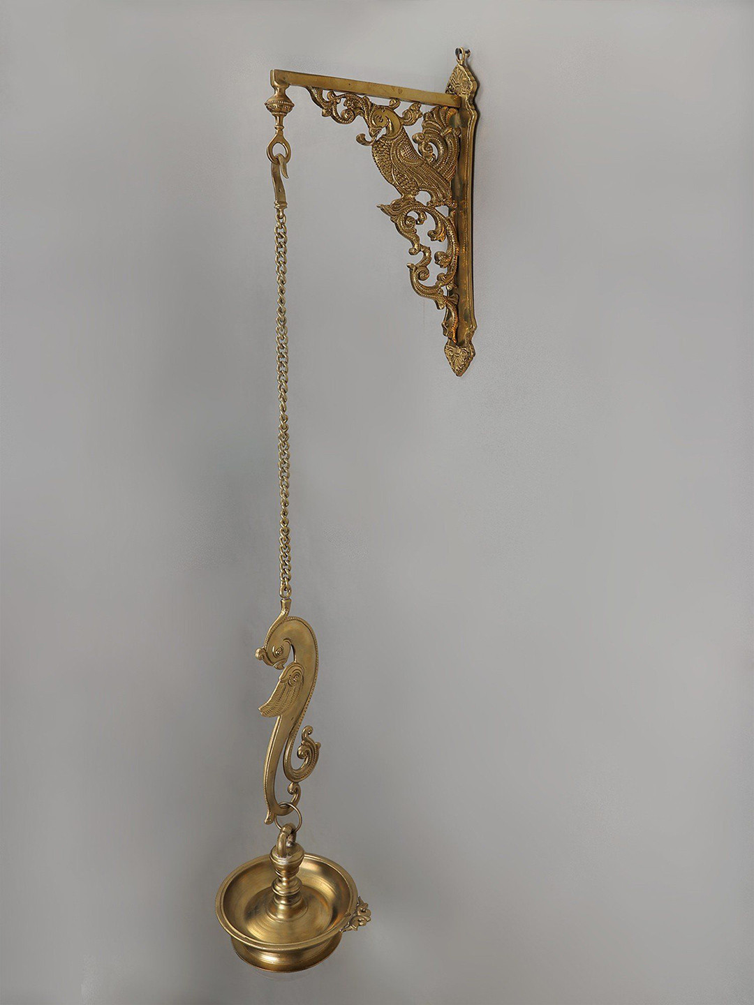 Exotic India Bronze Designer Parrot Hoysala Art Hanging Diya