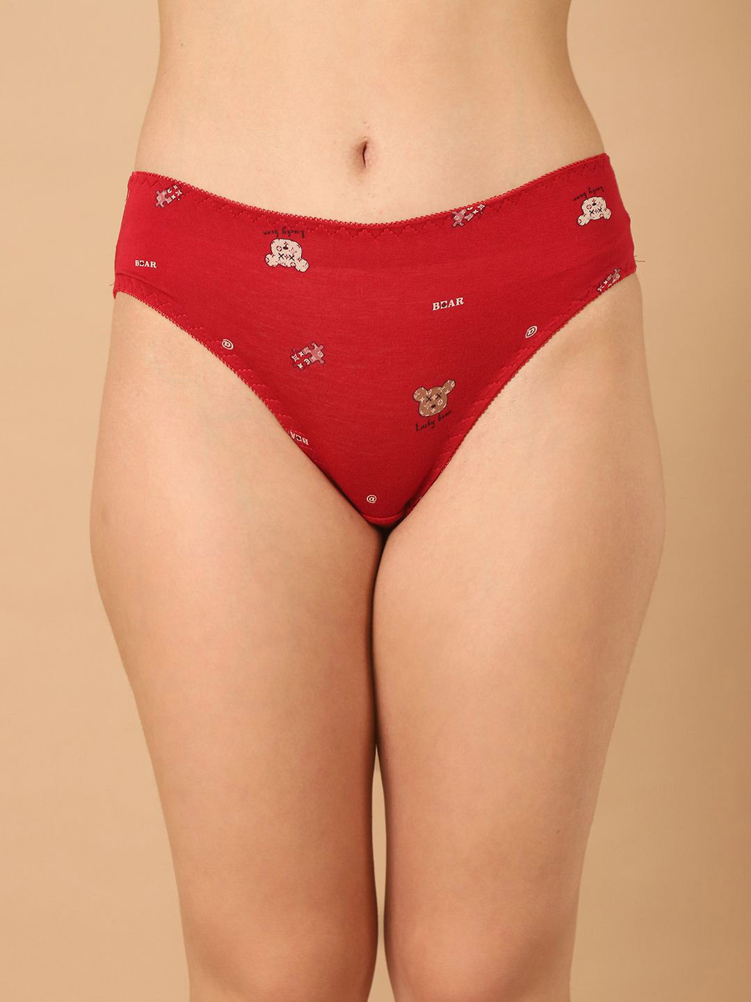 PrettyCat Cotton Mid-Rise Bikini Briefs-PC-PA-7019A-MAH-S