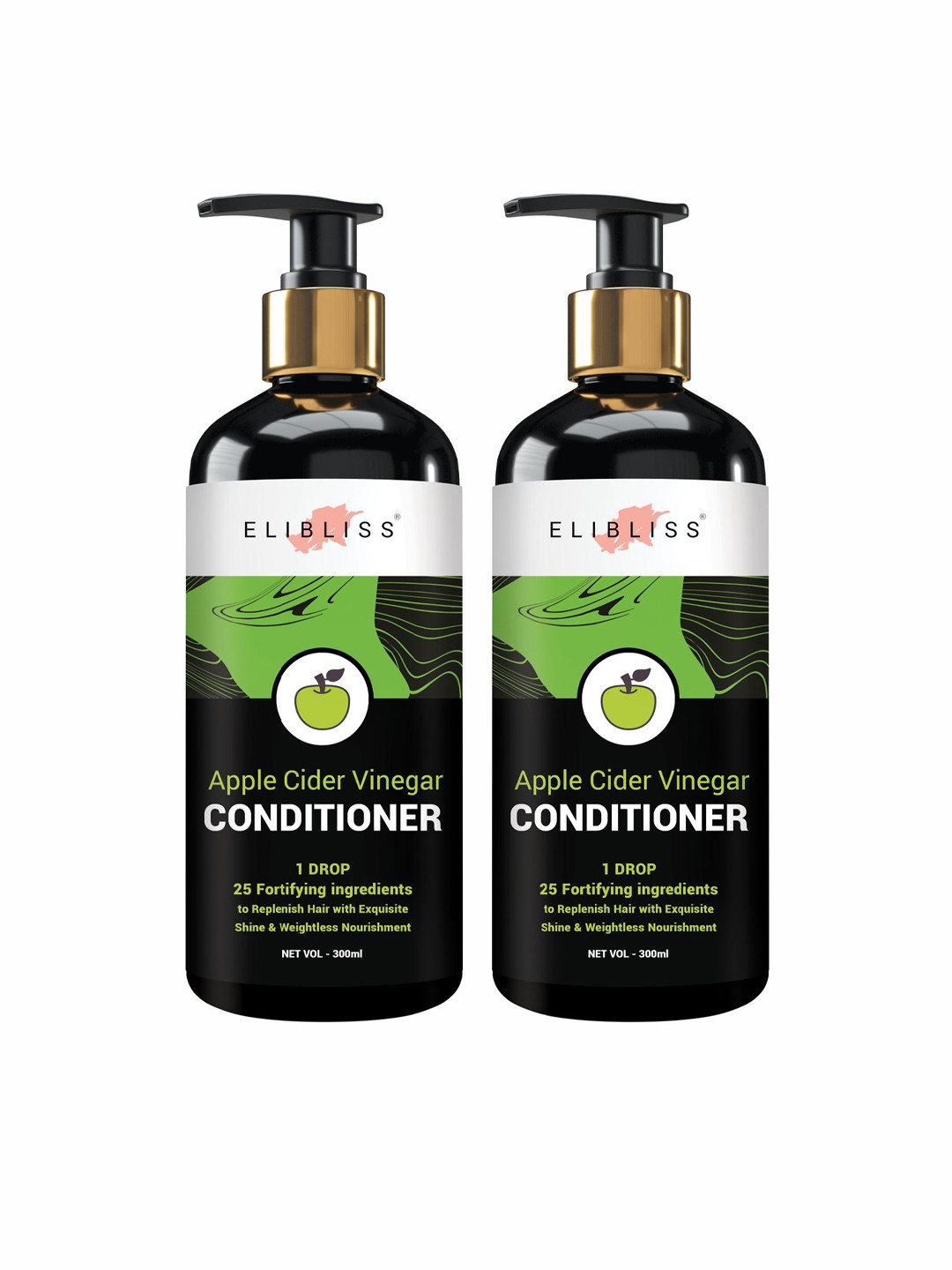 ELIBLISS Set Of 2 Jojoba Oil Exquisite Shine Apple Cider Conditioner 300 ml Each