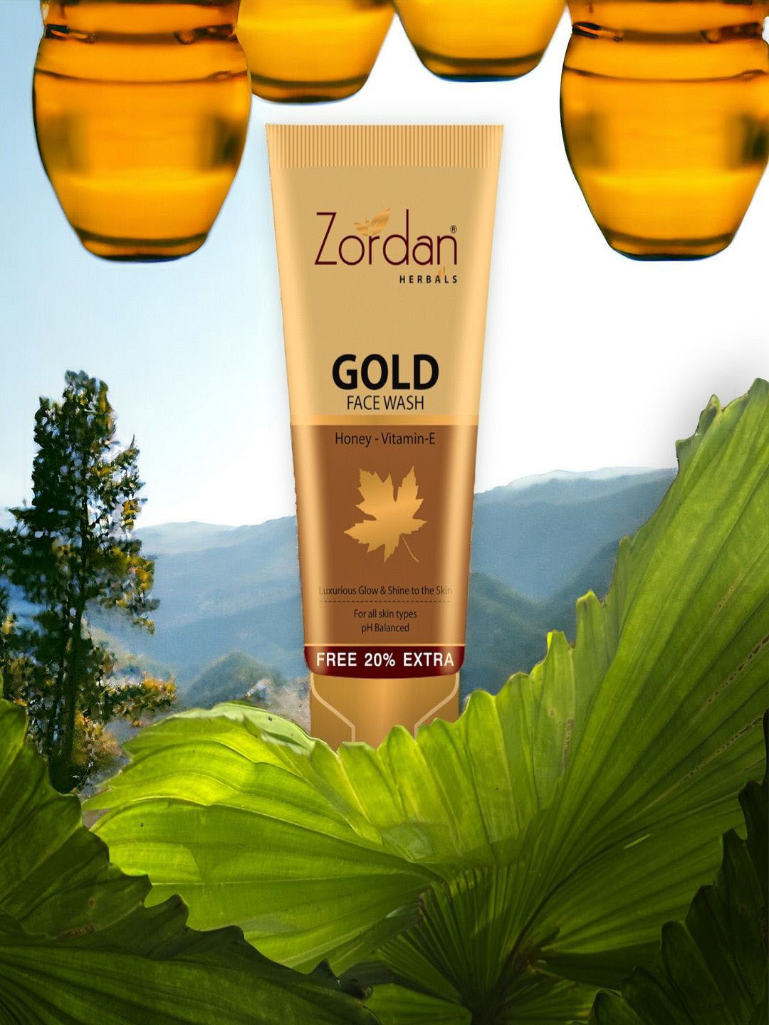 ZORDAN Set Of 2 Herbals Gold Brightening Glow & Radiance Face Wash - 60ml each