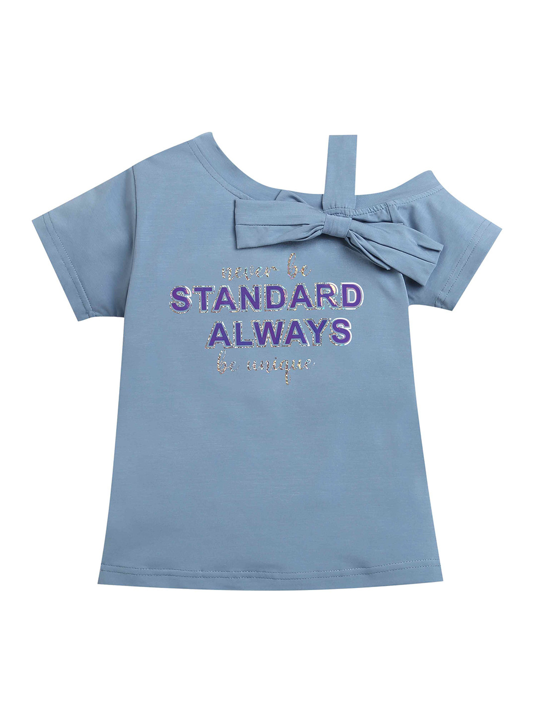 Tiny Girl Girls Typography Printed One Shoulder Cotton Top