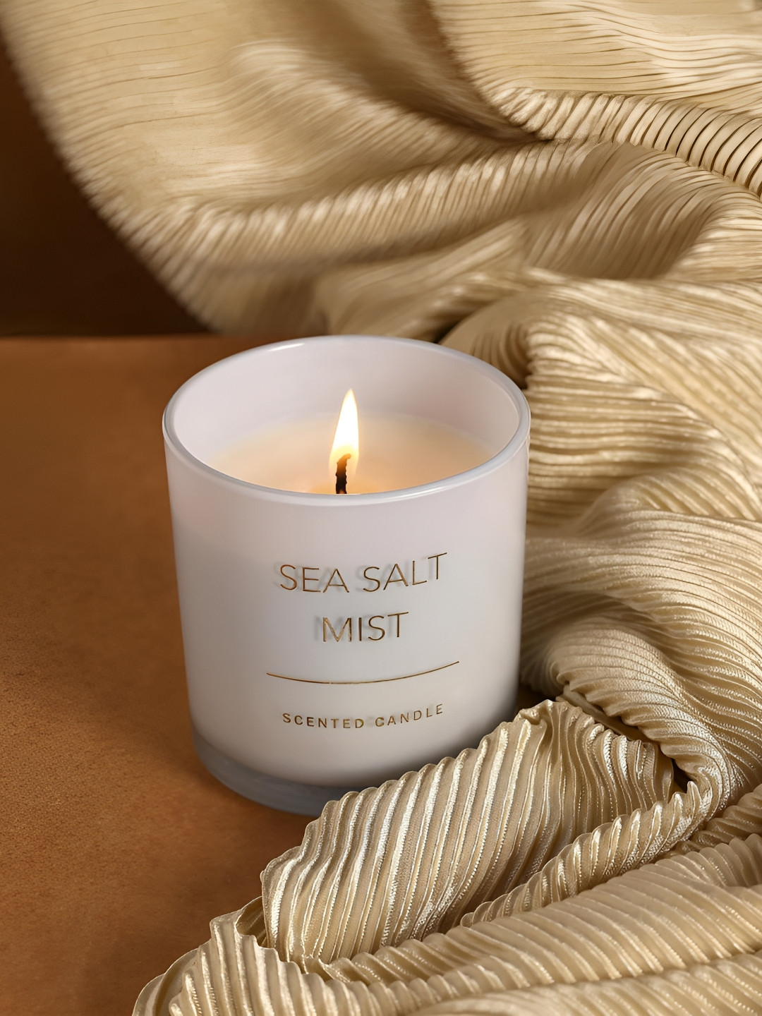 Parkash Candles Premium Soy Wax 1 Wick Sea Salt Mist Solid Geometric Regular Jar Candles