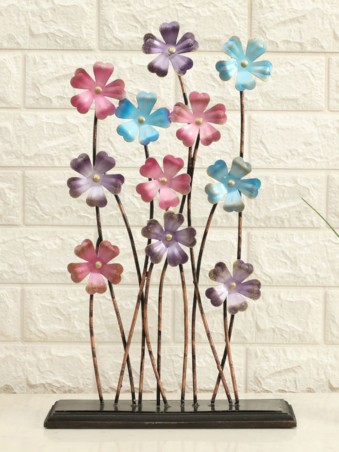 vedas Leafs Pink Metal Metallic Living Room Large Showpiece - 18.9 Inches