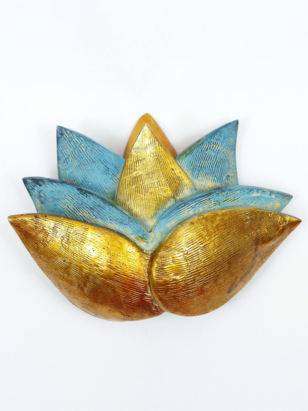 Exotic India Hanging Lotus Brass Floral Glossy Hall Wall Hangings-4.1In