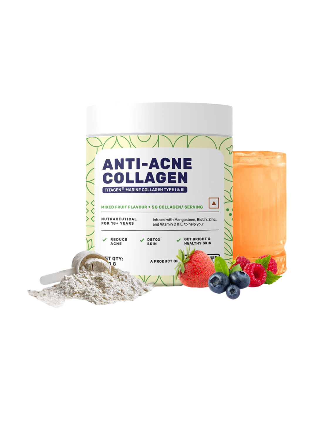 What's Up Wellness Anti Acne Collagen Powder - 200g - Mixed Fruit Flavor