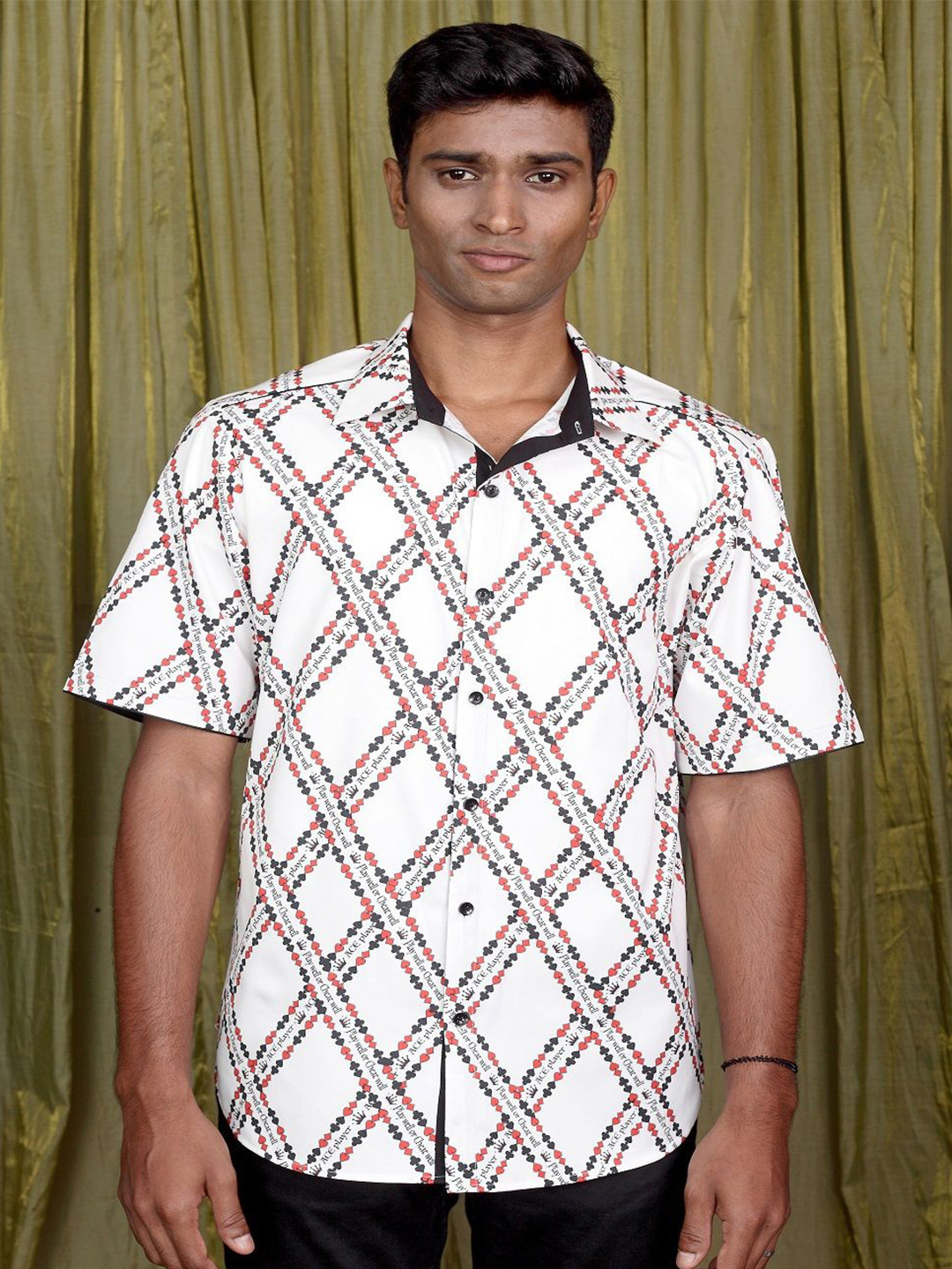 Felix Bendish Men Classic Spread Collar Abstract Printed Cotton Relaxed Fit Casual Shirt