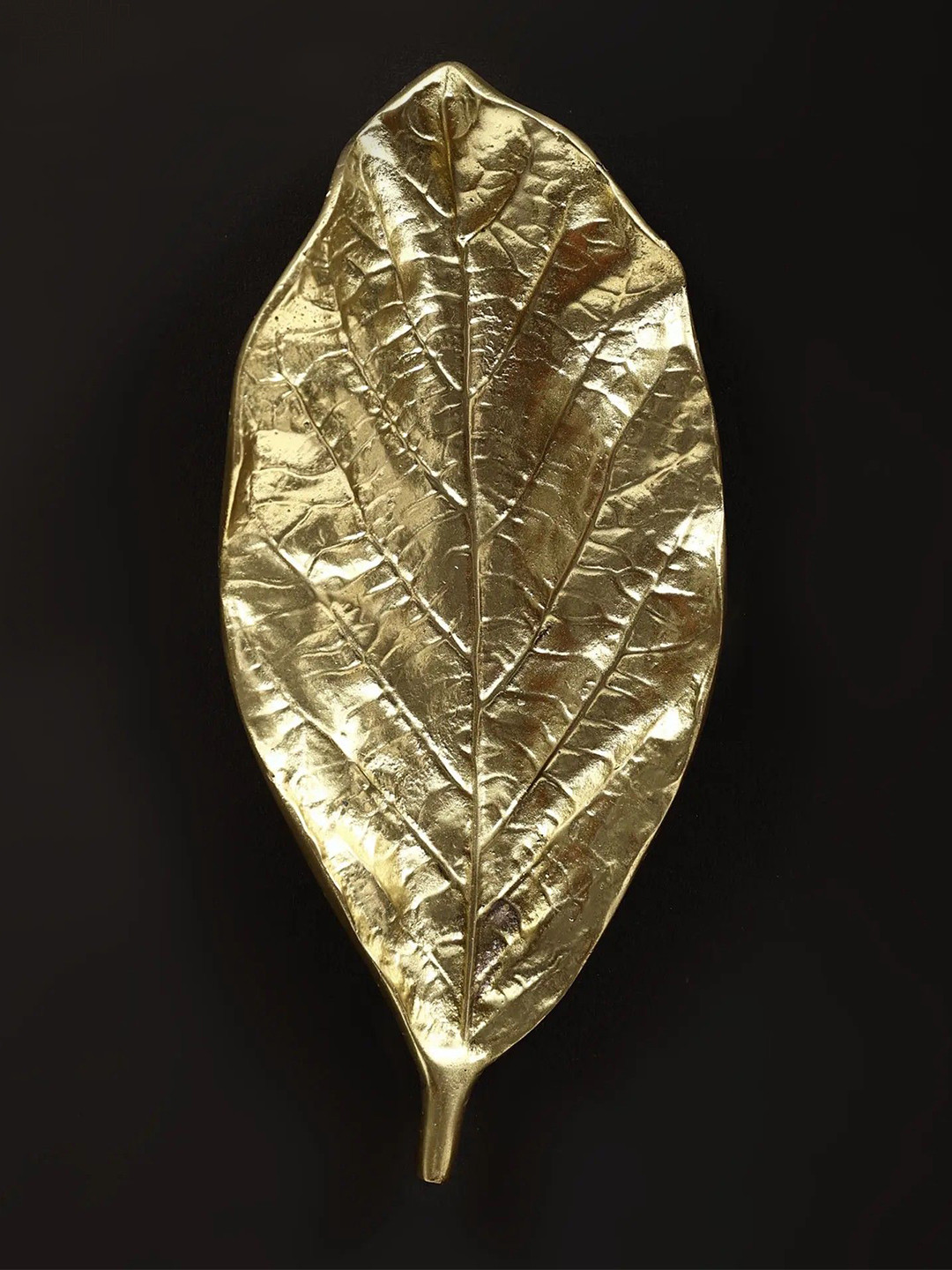 Exotic India Mango Leaf Brass Glossy Hanging Hall Wall Hangings-7.5In