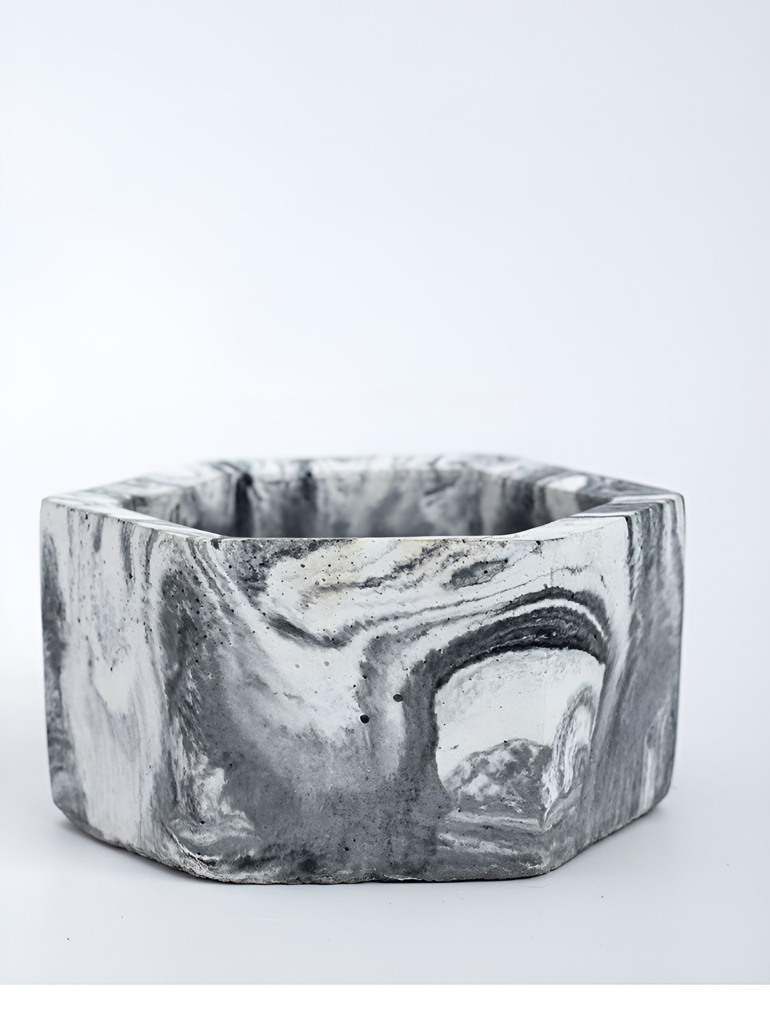 Greyt White & Grey Marble Hexagonal Ash Tray Bowl