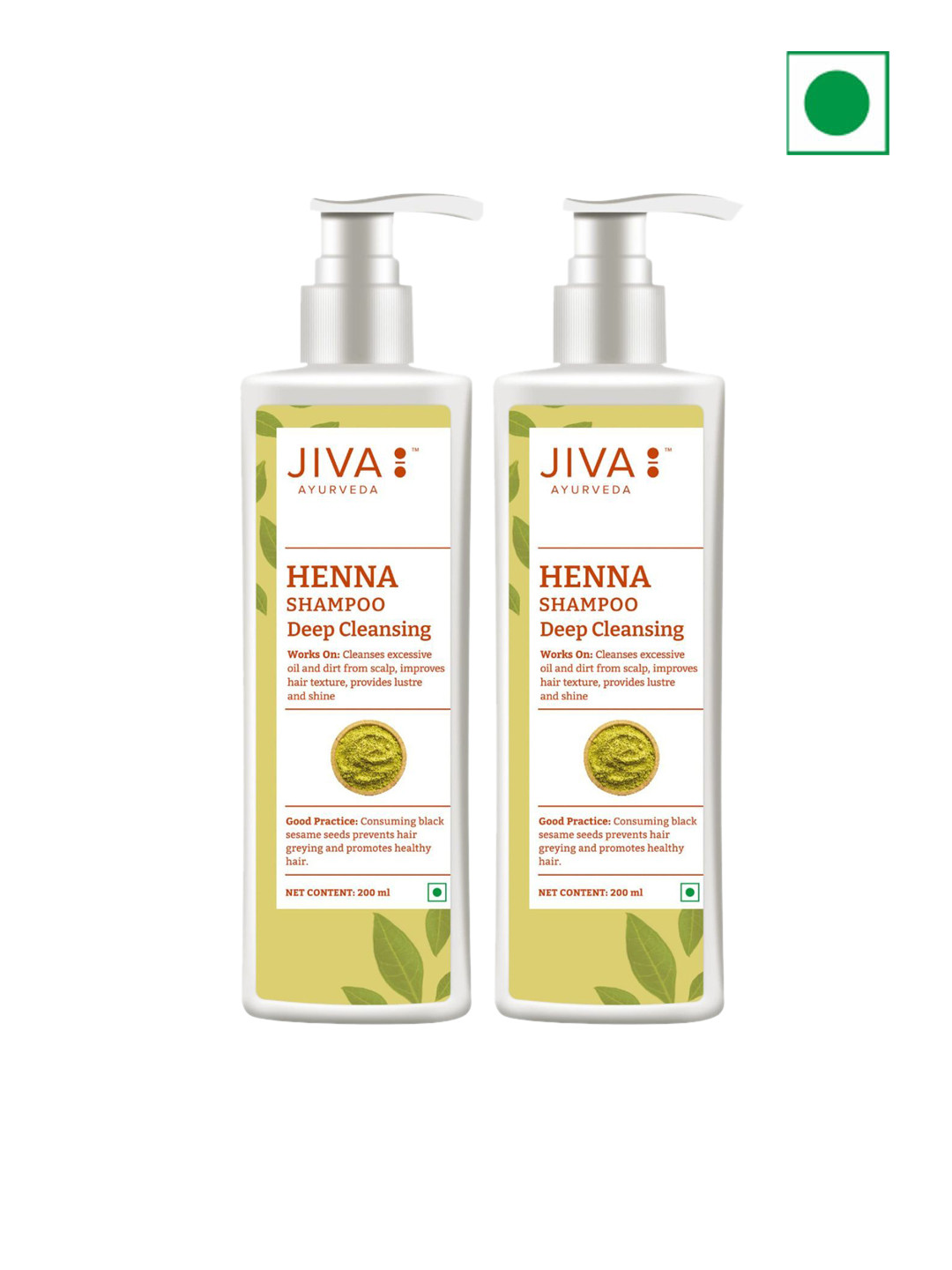 Jiva Set Of 2 Deep Cleansing Henna Extract Shine & Luster Shampoo- 200ml Each