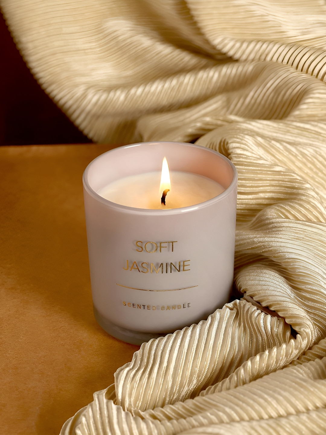 Parkash Candles Premium Soy Wax 1 Wick Soft Jasmine Solid Geometric Regular Jar Candles