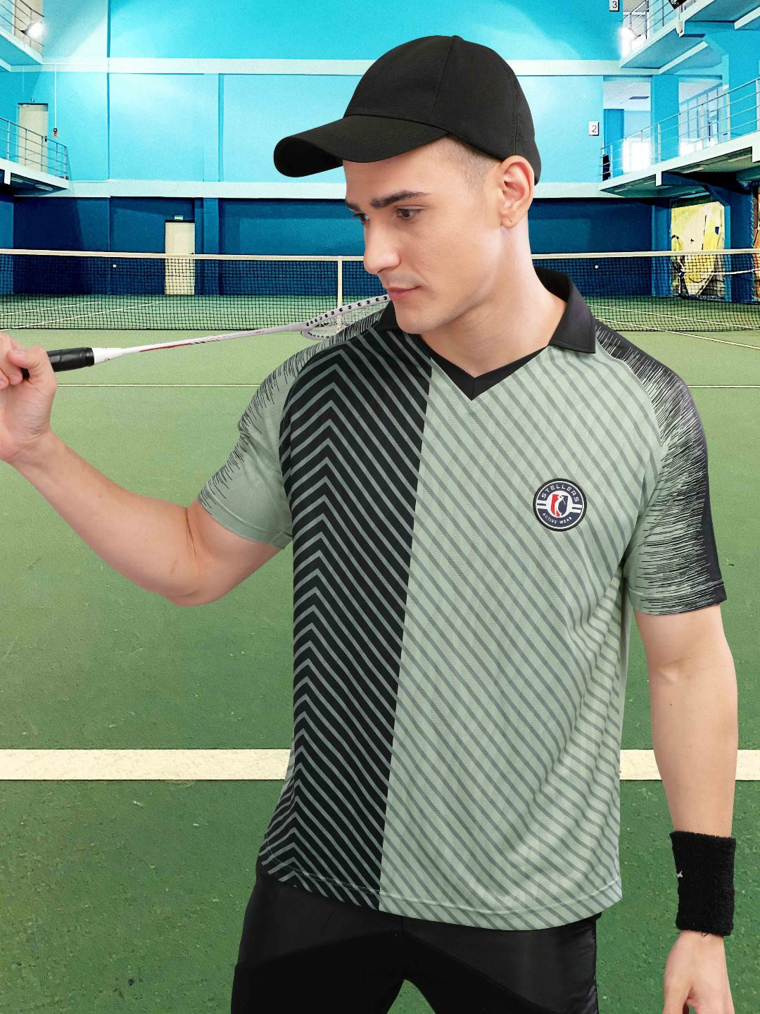 STELLERS Men Regular Fit Active Wear Quick Dry Stretchable Collared  T-shirt