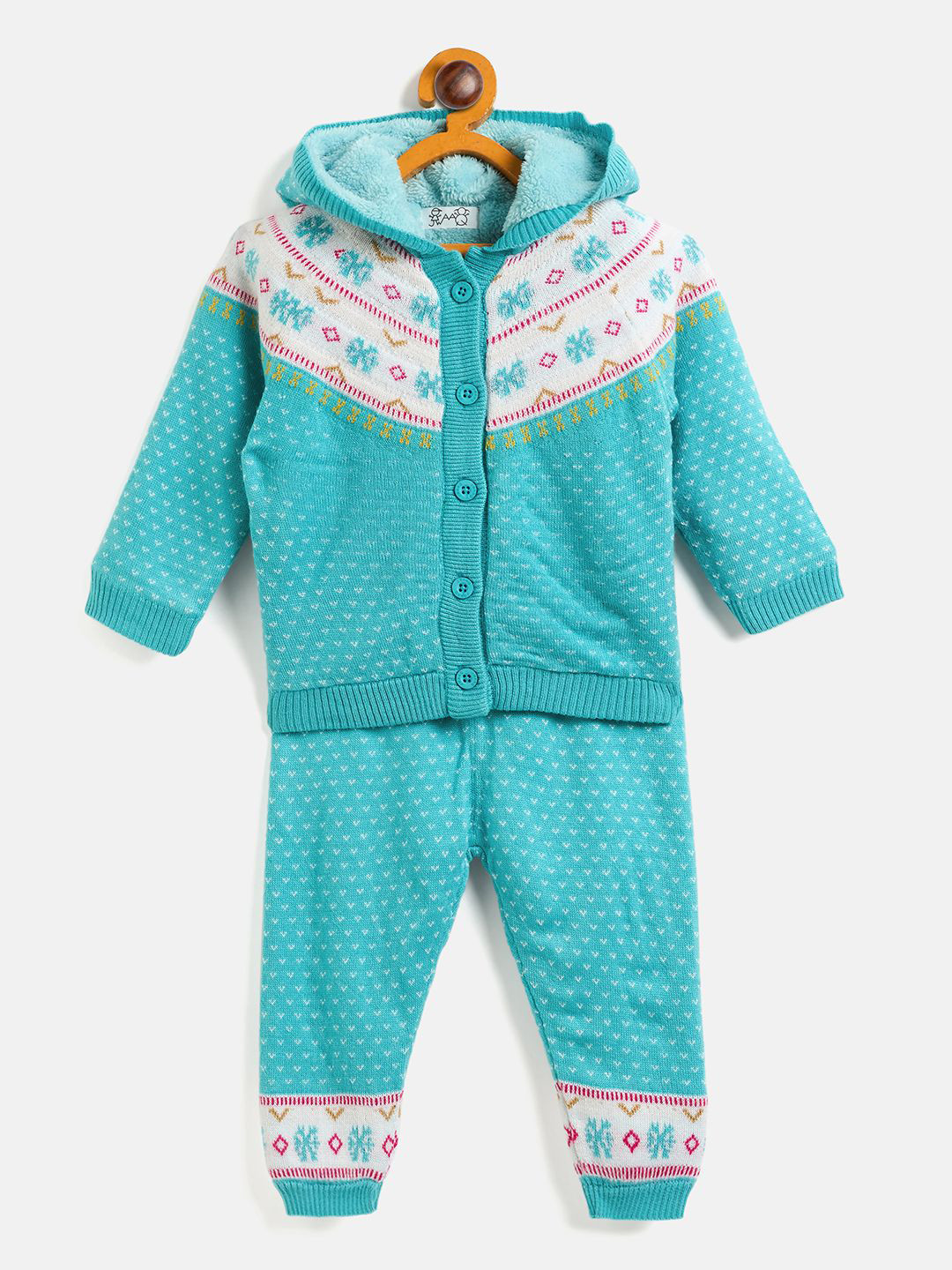 JWAAQ Girls Floral self design  Hooded Sweatshirt With Joggers