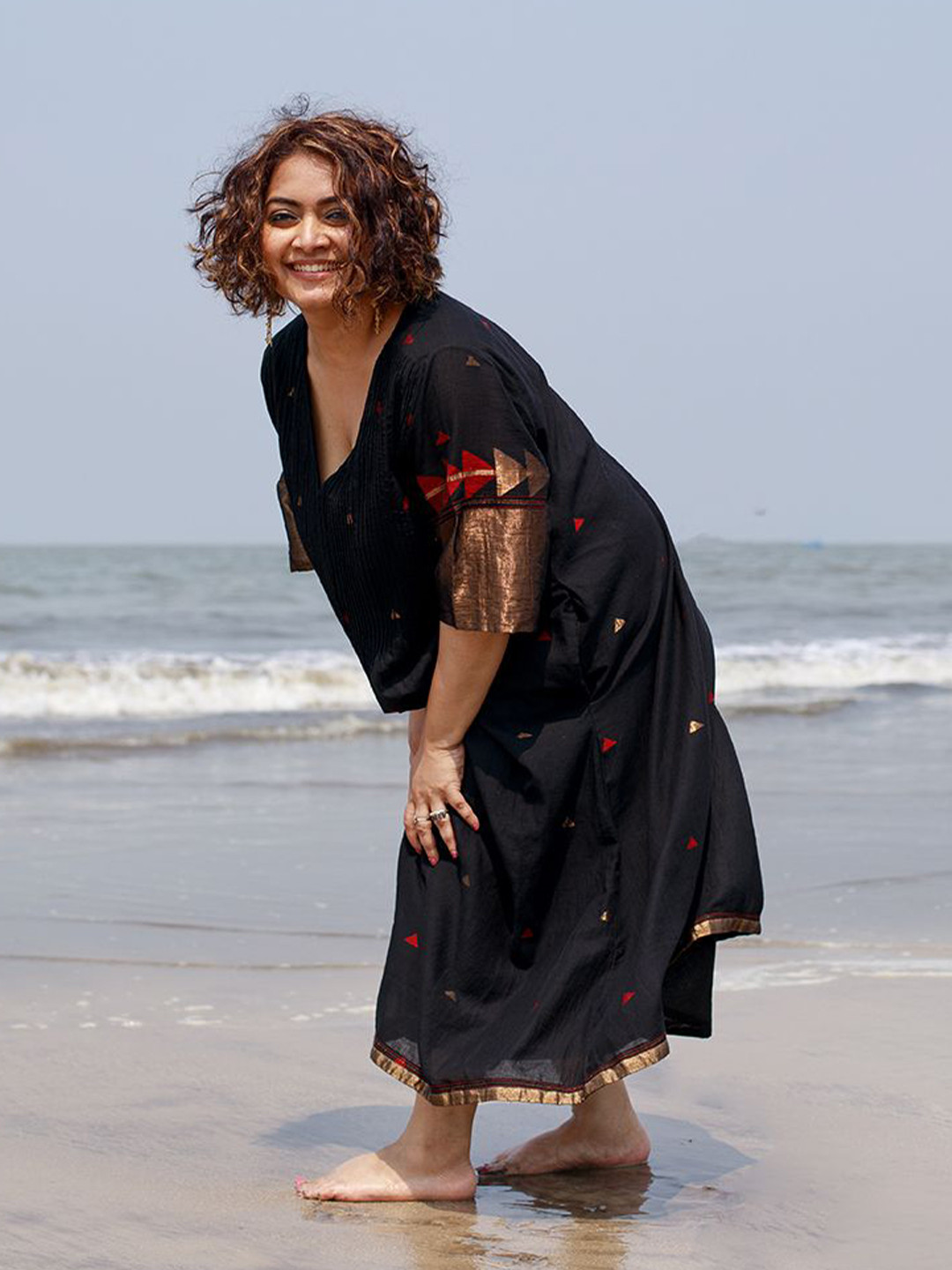 Bhomra Printed Cotton A-line Midi Dress