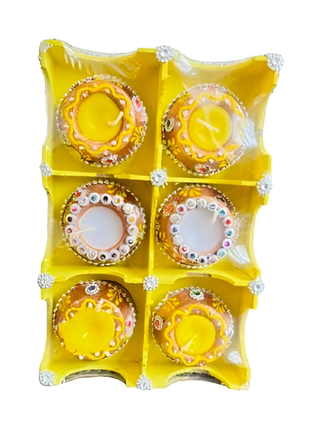 Parkash Candles Diwali decoration 6Pcs 1 Wick Scented Solid Geometric Tea Light Candles