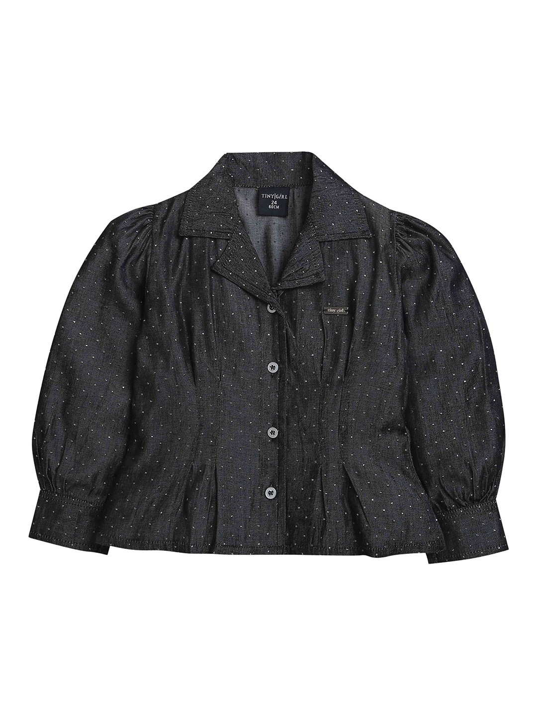 Tiny Girl Girls Polka Dots Micro or Ditsy Printed Lapel Collar Top