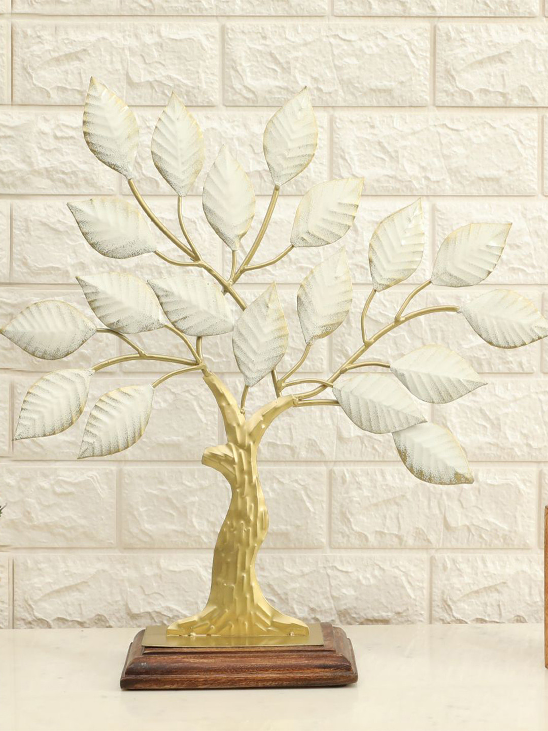 vedas F-Silver Lining Tree White Metal Metallic Living Room Large Showpiece - 18.9 Inches