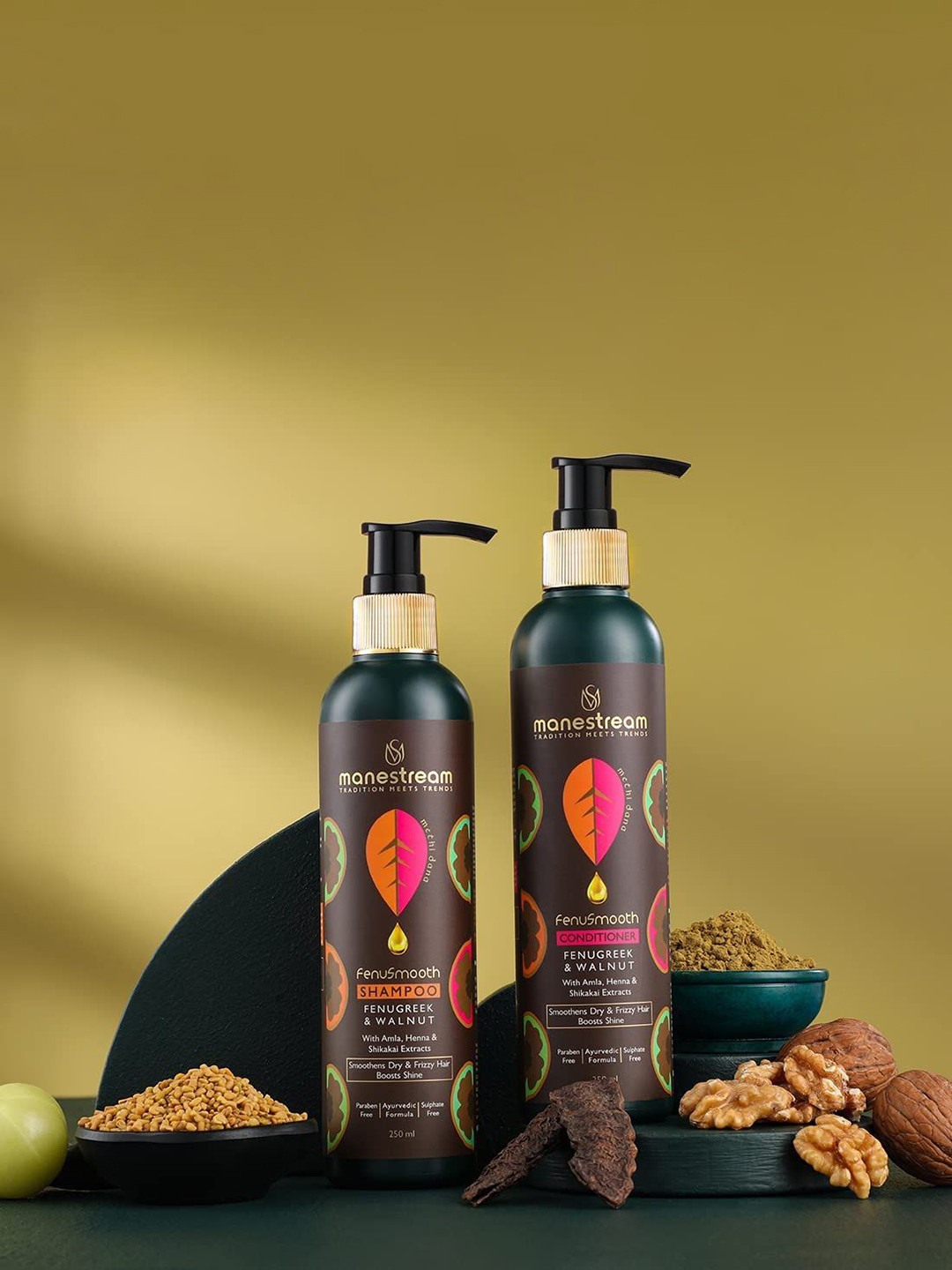 Manestream Set Of 2 Fenusmooth Ayurvedic Treatment Shampoo & Conditioner- 250Ml Each