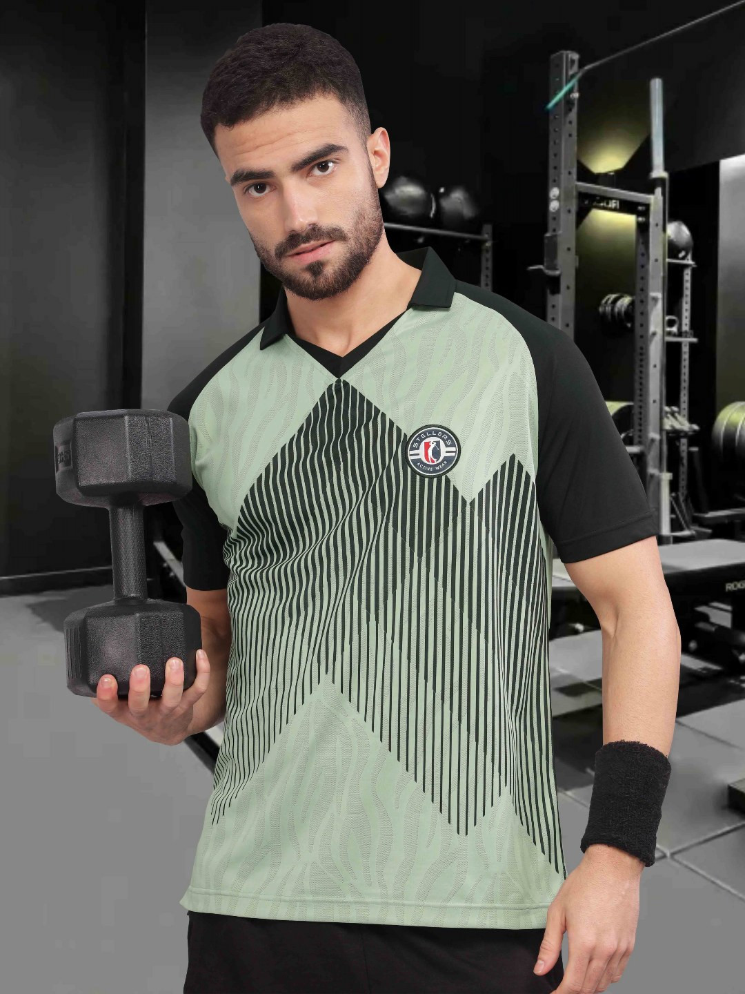 STELLERS Men Regular Fit Active Wear Quick Dry Stretchable Collared  T-shirt