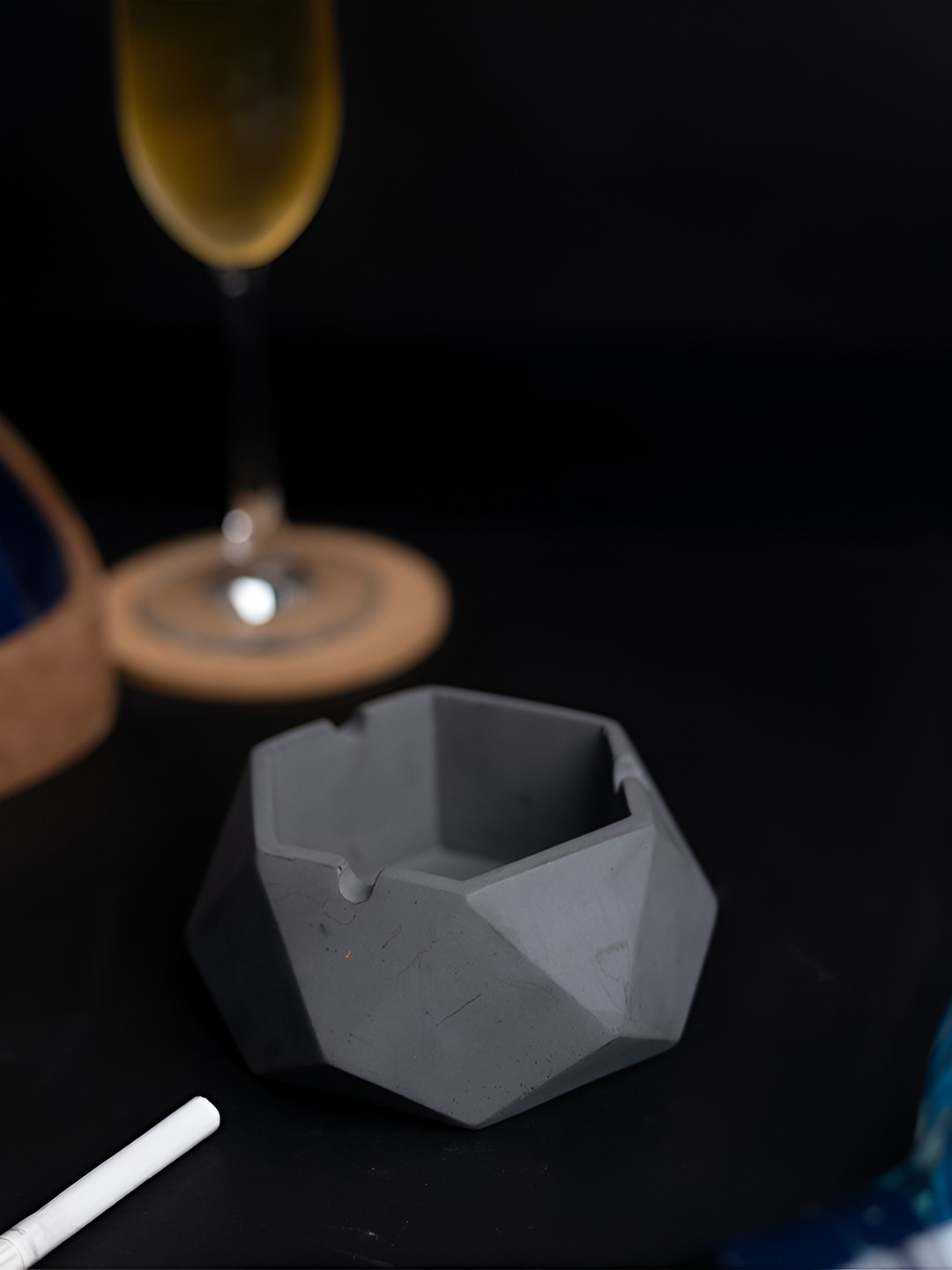 Greyt Hextray 2.0 Dark Concrete Grey 2 Pieces Geometric Hexagonal Stoneware Ashtrays