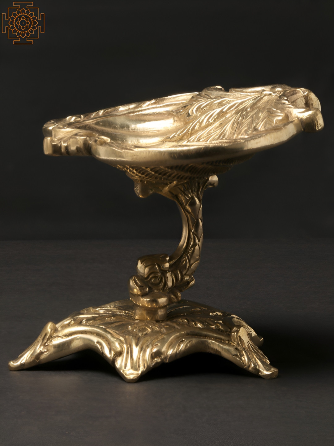 Exotic India Soap Dish with Stand Gold Brass Metallic Living Room Small Showpiece - 4.5 Inches
