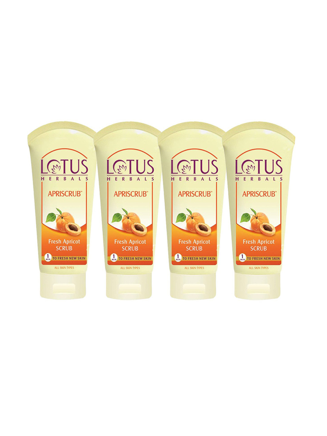 Lotus Herbals Set Of 4 Apriscrub Fresh Apricot Face Scrub- 180g Each